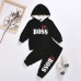 【12M-7Y】Boys Letter Print Hooded Long Sleeve Sweatshirt And Pants Set - 3488