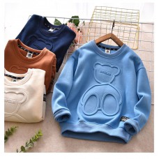 【12M-13Y】Kids Casual Cute Bear Pattern Round Neck Long Sleeve Sweatshirt - 4109