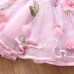 【18M-7Y】Children Clothes Girls Sweet Pink Flower Mesh Long-sleeved Dress - 33267