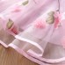 【18M-7Y】Children Clothes Girls Sweet Pink Flower Mesh Long-sleeved Dress - 33267