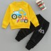 【18M-7Y】2-piece Boys Casual Digger And Shovel Print Round Neck Long Sleeve Sweatshirt And Pants Set