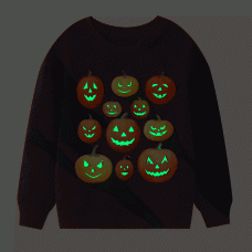 【2Y-9Y】Kids Casual Luminous Halloween Pumpkin Print Long Sleeve Sweatshirt