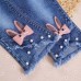 【6M-9Y】Girl Sweet Flowers And Fringed Blue Jeans