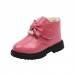 Girls Fashion Bow PU Boots Warm Fleece Shoes