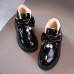 Girls Fashion Bow PU Boots Warm Fleece Shoes