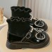 Girls Fashion Bowknot Pearl PU Boots Fake Two Shoes