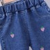 【12M-5Y】Girls Cute Bunny And Cartoon Embroidery Blue Jeans