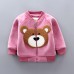 【12M-4Y】3-piece Kid Bear Embroidery Thickened Fleece Cardigan And Vest And Pants Set - 4412