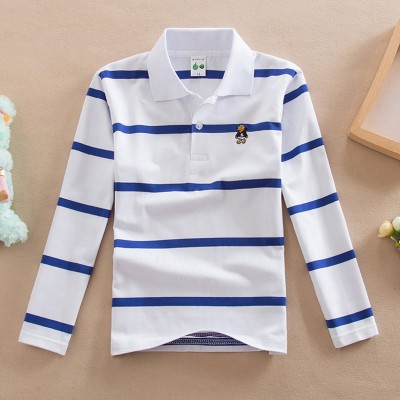 【18M-13Y】Boys Casual Striped Cotton Fabric Long Sleeve Polo Shirt