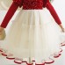 【2Y-8Y】Girls Red Sequin Bubble Sleeve Mesh Party Dress