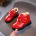 Girls Fashion Bow PU Boots Warm Fleece Shoes