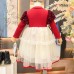 【2Y-8Y】Girls Red Sequin Bubble Sleeve Mesh Party Dress