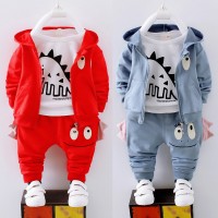 【12M-4Y】3-piece Boys Casual Dinosaur Print T-shirt & Hoodie & Pants Set