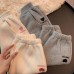 【18M-8Y】Girls Stylish Heart Shape And Letter Embroidered Thick Fleece Pants