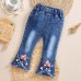 【6M-9Y】Girl Sweet Flowers And Fringed Blue Jeans