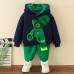 【12M-8Y】2-piece Boys Casual Scarf Bear Embroidered Hooded Sweatshirt And Pants Set