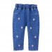 【12M-5Y】Girls Cute Bunny And Cartoon Embroidery Blue Jeans