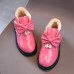 Girls Fashion Bow PU Boots Warm Fleece Shoes