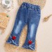 【6M-9Y】Girl Sweet Flowers And Fringed Blue Jeans