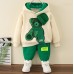 【12M-8Y】2-piece Boys Casual Scarf Bear Embroidered Hooded Sweatshirt And Pants Set