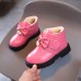 Girls Fashion Bow PU Boots Warm Fleece Shoes