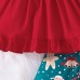 【18M-6Y】3-piece Girls Red Ruffle T-shirt And Christmas Graphic Leggings Set With Hairband