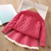 【18M-6Y】2-piece Girls Fashion Bunny Brooch Jacquard Sweater And Skirt Set - 34441