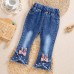 【6M-9Y】Girl Sweet Flowers And Fringed Blue Jeans