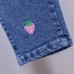 【12M-5Y】Girls Cute Bunny And Cartoon Embroidery Blue Jeans