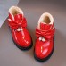 Girls Fashion Bow PU Boots Warm Fleece Shoes