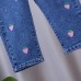 【12M-5Y】Girls Cute Bunny And Cartoon Embroidery Blue Jeans