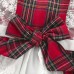 【12M-6Y】Girls White Lace Ruffle Design Red Plaid Christmas Dress