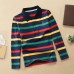 【18M-12Y】Boys Casual Striped Cotton Fabric Long Sleeve Polo Shirt