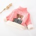 【18M-9Y】Kids Fashion Bear Pattern High Quality Fleece Thickened Funnel Neck Sweater - 9108