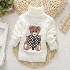 【18M-8Y】Kids Bear Pattern High Neckline Sweater - 3107