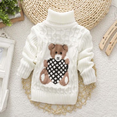 【18M-8Y】Kids Bear Pattern High Neckline Sweater - 3107