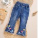 【6M-9Y】Girl Sweet Flowers And Fringed Blue Jeans