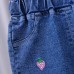 【12M-5Y】Girls Cute Bunny And Cartoon Embroidery Blue Jeans