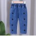 【12M-5Y】Girls Cute Bunny And Cartoon Embroidery Blue Jeans