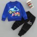 【18M-7Y】2-piece Boys Casual Digger And Shovel Print Round Neck Long Sleeve Sweatshirt And Pants Set