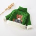 【18M-9Y】Kids Fashion Bear Pattern High Quality Fleece Thickened Funnel Neck Sweater - 9108