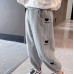 【18M-8Y】Girls Stylish Heart Shape And Letter Embroidered Thick Fleece Pants