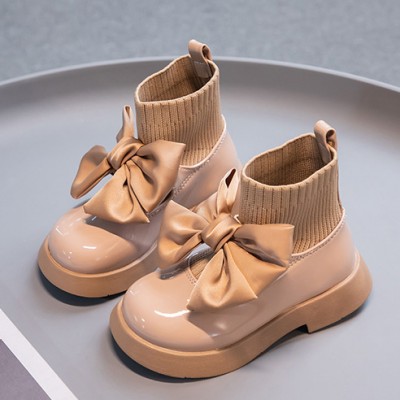 Girls Fashion Bowknot PU Boots - 33355