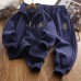 【4Y-12Y】2-piece Boys Casual Letter Embroidered Sweatshirt And Pants Set