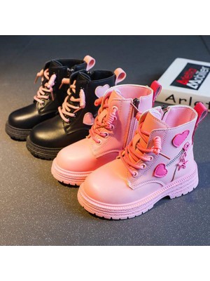 Unisex Fashionable Heart-shaped Embroidered Zipper Martin Boots