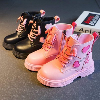 Unisex Fashionable Heart-shaped Embroidered Zipper Martin Boots