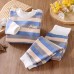 【9M-5Y】2-piece Unisex Keep Warm Colorful Stripe Print Long Sleeve Pajamas Set