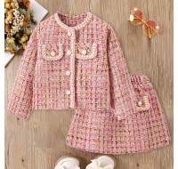 【18M-8Y】2-piece Girl Fashion Thickened Keep Warm Coat And Skirt Set