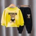 【18M-10Y】2-piece Unisex Slack Bear Print Crewneck Sweatshirt And Pants Set