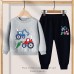 【2Y-13Y】Boy Cute Excavator Print Sweatshirt And Pants Set